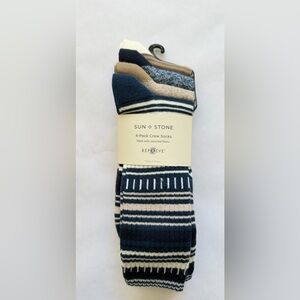 NWT SUN & STONE 4-Pack Crew Socks Made with recycled fibers REPREVE